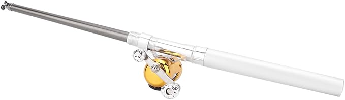 Mini Fishing Rod Reel Combo, Pocket Fish Pole Pen Shape Kit Pockets Size Fishing Rods Portable Telescopic Lightweight Aluminum Alloy Freshwater River Lake Reservoir Saltwater Gift for Man