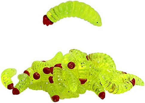 50PCs 2.4cm Maggot Soft Baits, Fresh Water Fishing Bait, Soft Fishing Lures, Bass Fishing Worms, for Lake Fishing Freshwater Saltwater Lake Ice Sea Fishing, Mackerel, Mullet