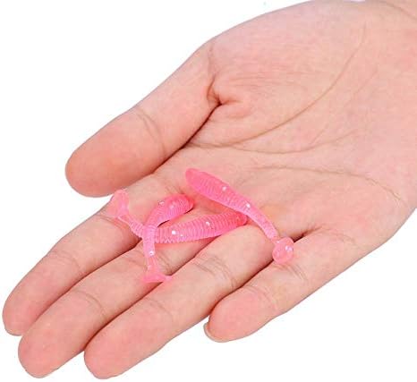 Tbest 50 Pcs 5cm Soft Fishing Lures, Plastic Fishing Bait T-Tail Grub Worm Baits Fish Tackle Accessory 9 Colors