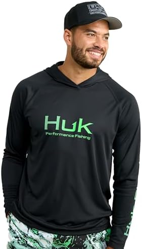 HUK Mens Pursuit Vented Long Sleeve Hoodie, Fishing Shirt with Hood