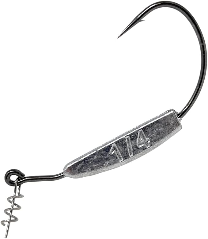 Reaction Tackle Weighted Swimbait Hooks for Bass Fishing - Weedless Fishing Hooks with Twist Lock for Freshwater and Saltwater (10-Pack)