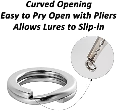 Dr.Fish Split Ring Stainless Steel Hyper Wire Flattened Fishing Lure Rings Heavy Duty Tackle Hook Line Connector Saltwater