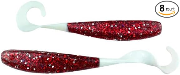 A.M. Fishing Curly Tail Jerkshad 4 Inch Soft Baits Garlic Infused,– 8 Pack – Saltwater & Freshwater Fishing Lures for Bass, Redfish, Snook, and Trout