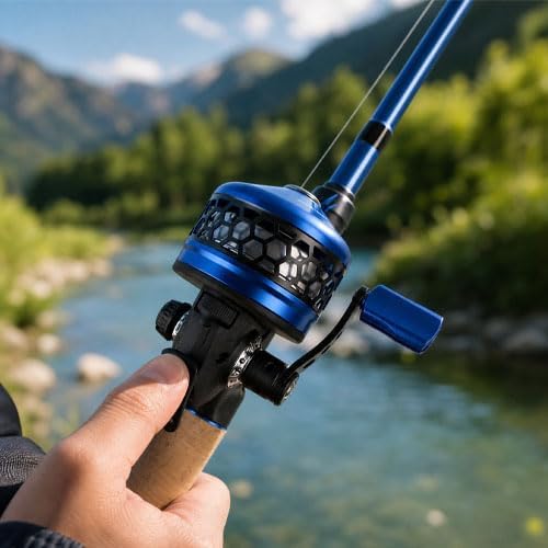 Spincast Fishing Reel, 3.9:1 Gear Ratio, Pre-Spooled, Left/Right Hand Reversible, Aluminum, Black, for Freshwater Trout, Catfish and Bass