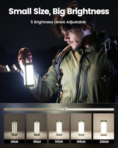 Glocusent 106 LED Camping Lights, Up to 80Hrs, 5000mAh Camping Lantern Rechargeable with 5 Brightness 3 Modes & SOS, IP68 Waterproof, Max 1200LM, Lanterns for Power Outages Hiking Emergency Hurricane