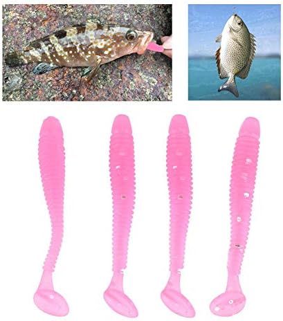 Tbest 50 Pcs 5cm Soft Fishing Lures, Plastic Fishing Bait T-Tail Grub Worm Baits Fish Tackle Accessory 9 Colors
