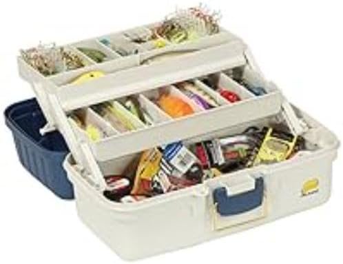 Plano 2-Tray Tackle Box with Dual Top Access, Blue Metallic/Off White, Premium Tackle Storage, 620206, One Size, (Pack of 4)