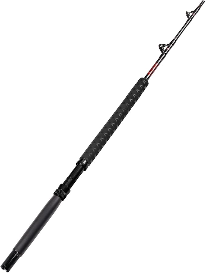 Fiblink Saltwater Fishing Trolling Rod 1-Piece Heavy Duty Roller Rod Big Game Conventional Boat Fishing Pole with Roller Guides (50-80lb/80-120lb/120-200lb)