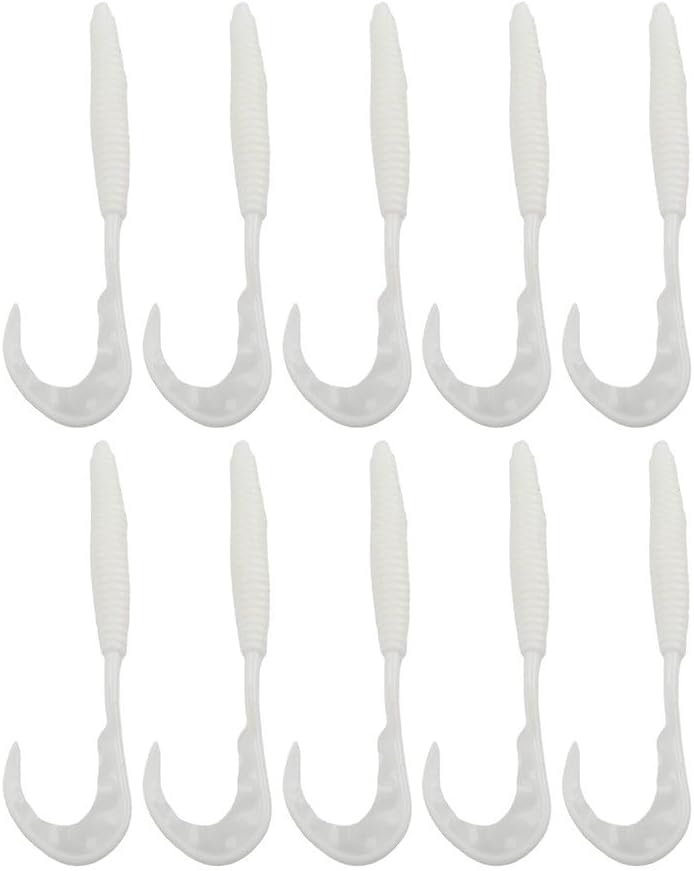 Soft Fishing Lures 3.5cm Red Worm Earthworm Bait Simulation PVC Gel Squid Tentacles for Freshwater Saltwater Fishing Tackle 10 Pack(White)