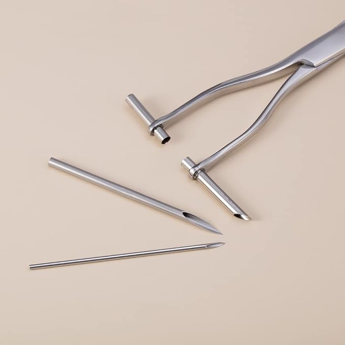 DJCIW Septum Piercing Clamps, 6.3" Piercing Pliers Surgical Stainless Steel Piercing Tools for Nose Septum Ear Cartilage Industrial Piericng Tube Forceps Pliers