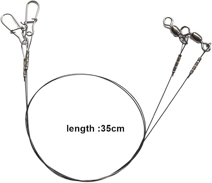 2 Pack Fishing Leader Lines with Strong Swivel DuoLock Snap for Predator Angling
