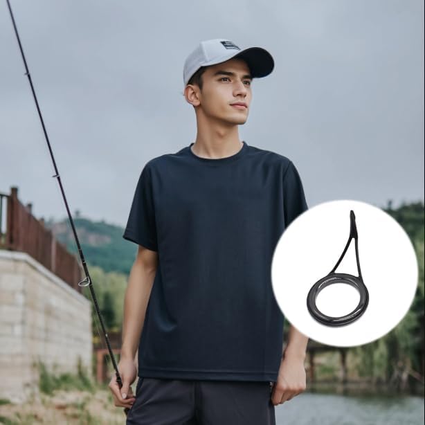 8pcs Fishing Rod Guides Sets Tip Repair Kit Pole Repair Kit Set Fishing Accessories Spinning Rod Guides Tip Ceramic Guide Steel Ceramic Ring Fishing Rod Guides Tips 6#-30#