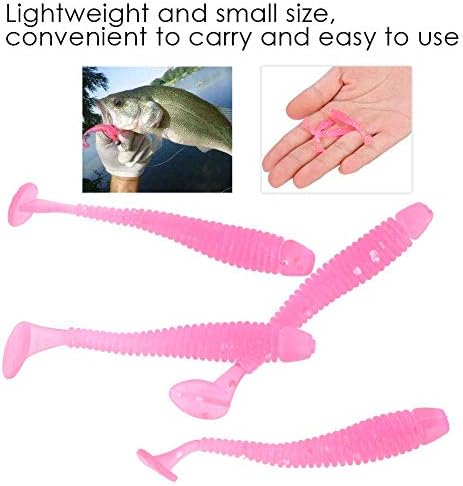 Tbest 50 Pcs 5cm Soft Fishing Lures, Plastic Fishing Bait T-Tail Grub Worm Baits Fish Tackle Accessory 9 Colors