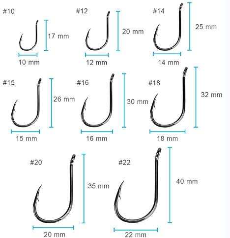 FCFKUK 240pcs/box Large Size Premium Fishhooks, 8 Sizes Strong Custom Offset Sport Black High Carbon Steel Barbs Fishing Hooks