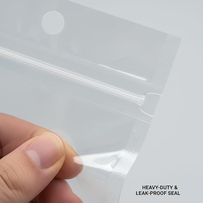 100 Pack Soft Plastic Baits Bags | Heavy-Duty Clear Lock Zipper Packaging Bags - Leakproof Double-Sealed Zipper Storage for Soft Plastic Lures & Fishing Gear | Multiple Sizes (5.9"x5.5")
