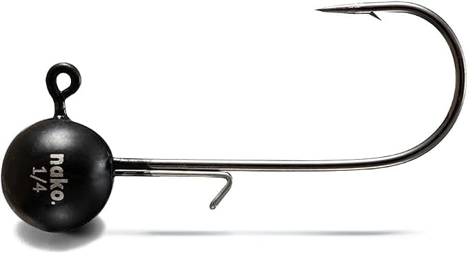 Nako 200% Sensitive Tungsten Ball Jig Heads - 5 Pack - No Chip Black - Tungsten Fishing Jig Heads, 1/32, 1/16, 1/8, 3/16, 1/4, 3/8oz, Damiki Rig Jig Heads