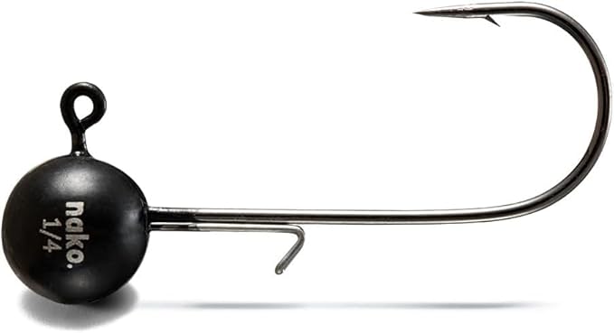 Nako 200% Sensitive Tungsten Ball Jig Heads - 5 Pack - No Chip Black - Tungsten Fishing Jig Heads, 1/32, 1/16, 1/8, 3/16, 1/4, 3/8oz, Damiki Rig Jig Heads