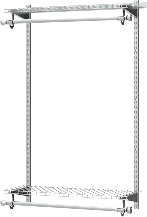 Rubbermaid Configurations Closet Shelves & Hanging Kit (2) 26" Shelves Titanium Custom Pantry Organizer and Storage/Clothes Rack for Home/Laundry/Bathroom/Mudroom/Pantry/Linen Closet