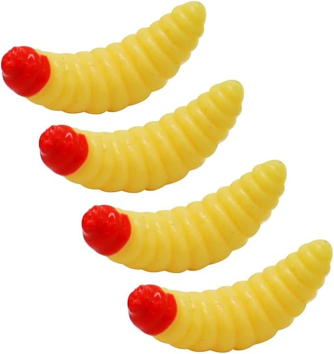 100pcs Soft Silicone Maggot Worm, Soft Artificial Bread Worm Fishing Lure, Biomimetic Earthworm Lures Worm Fishing Lures Simulation Bait Fake Worm