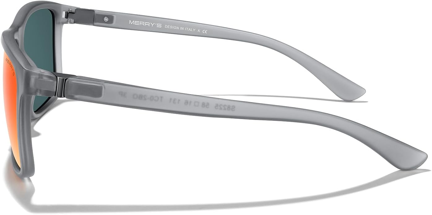 MERRY'S Rectangular Polarized Sports Sunglasses for Men Women Cycling Driving Fishing UV400 Protection S8225