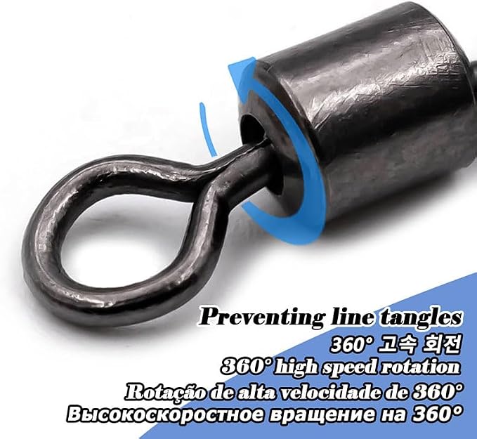 100 pcs Fishing Swivels Open Eye Rolling Swivel Quick Change Leader Line Connector
