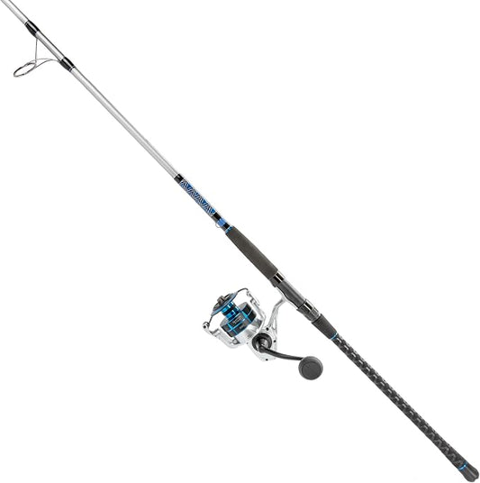 Quantum Strive Spinning Reel and Fishing Rod Combo, Graphite Composite Blank, 4+1 Bearings, Silver/Blue