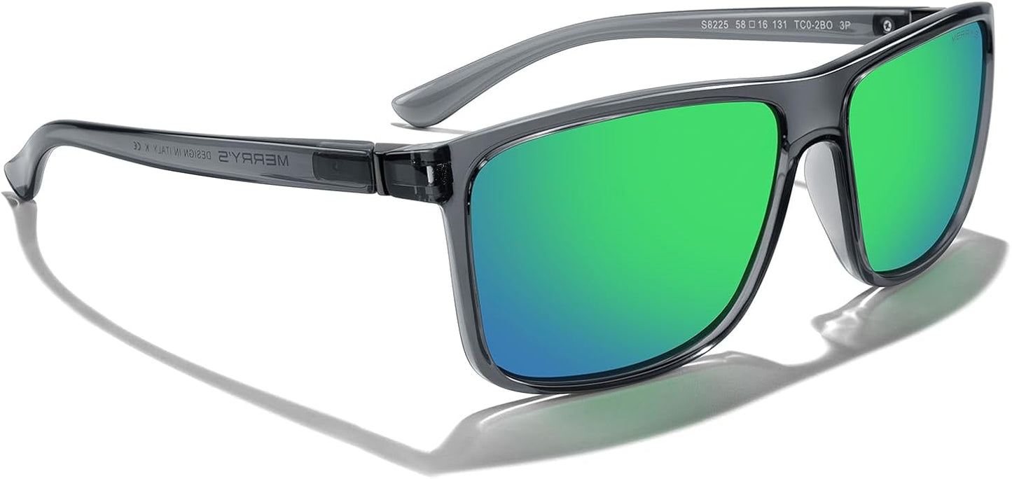 MERRY'S Rectangular Polarized Sports Sunglasses for Men Women Cycling Driving Fishing UV400 Protection S8225
