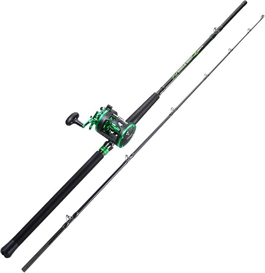 Sougayilang Catfish Rod and Reel Combo, 2-Piece MH Conventional Reel Fishing Combo, 25 lb Carbon Drag for Large Flathead and Blue Catfish, Saltwater-Ready for Salmon and Steelhead Bottom Fishing