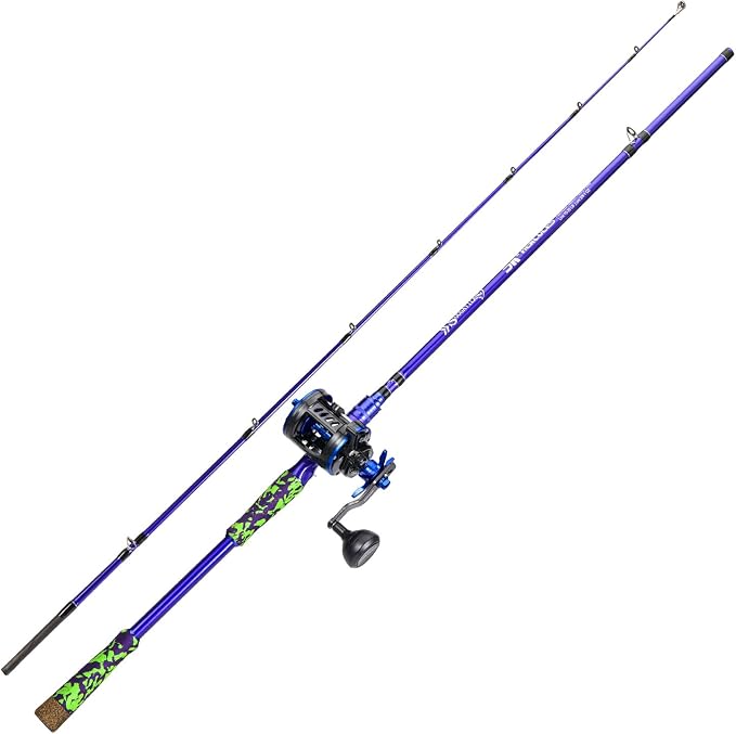 Sougayilang Inshore Saltwater Fishing Rods Combo, 7-Foot Spinning Rods and Casting Rods with Spinning/Trolling Reel