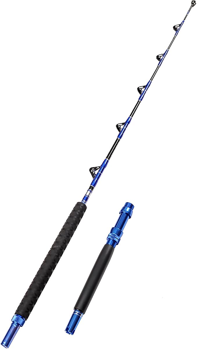 Fiblink 2-Piece Saltwater Offshore Heavy Bent/Straight Butt Trolling Rod Fishing Roller Rod Conventional Boat Deep Sea Fishing Pole (5'1"/5'6"/6'/6'6",30-50lb/50-80lb/80-120lb)
