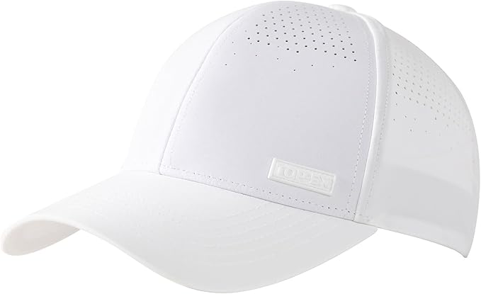 TOP-EX Performance Baseball Cap Water-Resistant Beathable Golf Running Cap Laser Cut Mesh Ball Curved Brim Snapback Hat