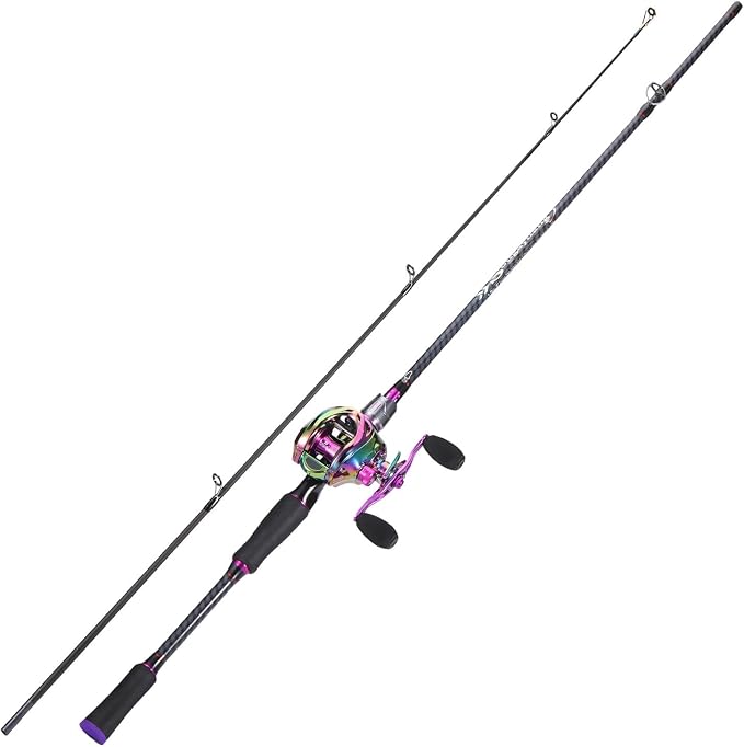 Sougayilang Baitcasting Fishing Combos, Carbon&Glass Fiber Composite 2 Piece Fishing Rods with Casting Reel- 6'0"