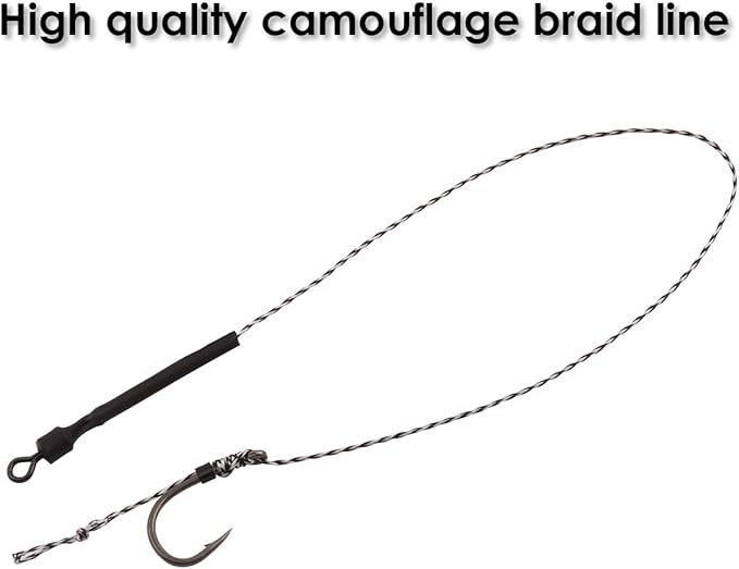 Carp Fishing Hair Rigs, 20 Pcs Curved Barbed Carp Hook Anti-Tangle Swivel Braided Thread line with 3 Card Boilie Bait Stops Dumbell Stoppers and Stringer Needle