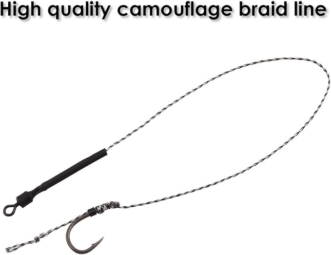 Carp Fishing Hair Rigs, 20 Pcs Curved Barbed Carp Hook Anti-Tangle Swivel Braided Thread line with 3 Card Boilie Bait Stops Dumbell Stoppers and Stringer Needle