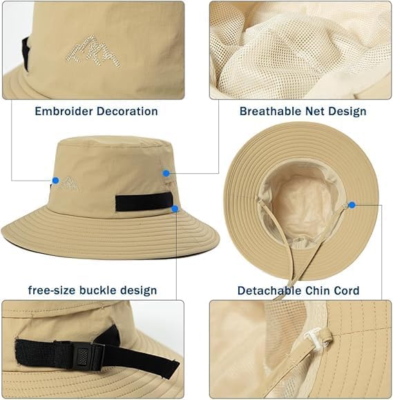 TOP-EX L/XL/XXL UV50+ Waterproof Bucket Sun Hat for Fishing Golf Hiking All-Weather Outdoor Rain Hat Stiff Brim