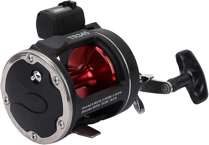 Trolling Reels Equipped Ice Fishing Rod & Reel Combos Aluminum Alloy Drum Wheel Fishing Reel with Line Counter for Sea Fishing