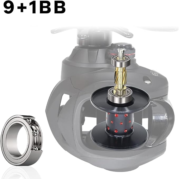 FISHDROPS Baitcaster Reels, 9+1BB, CNC Aluminum Spool, Magnetic Brake System Bait Caster Reel High Speed Gear Ratio 7.0:1 Ultra Smooth Low Profile Baitcasting Fishing Reel