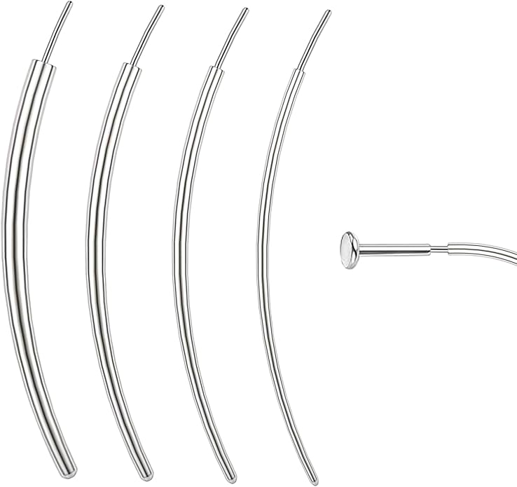 14G 16G 18G 20G Piercing Taper Piercing Ball Grabber Tool Stainless Steel Flat Back Earring Applicator Tool Threadless Insertion Pin Curved Body Piercing Kit for Ear/Nose/Navel/Lip/Eyebrow