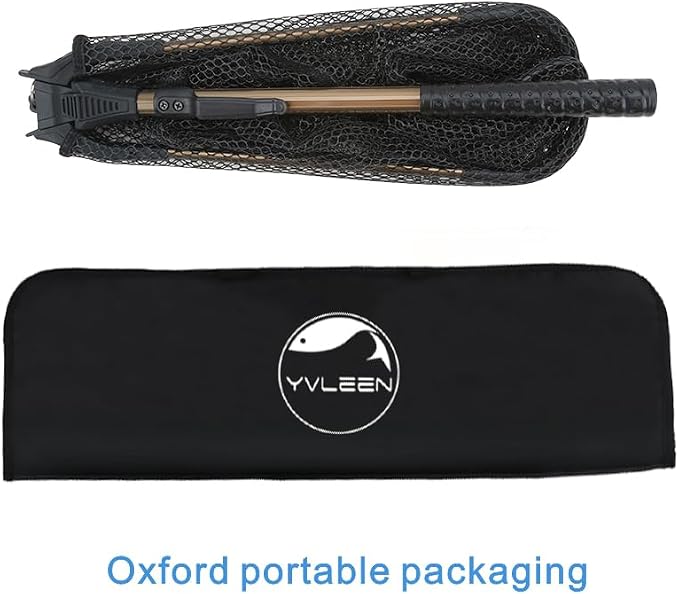 YVLEEN Folding Fishing Net - Foldable Fish Landing Net Robust Aluminum Telescopic Pole Handle and Nylon Mesh 16inch Hoop Size