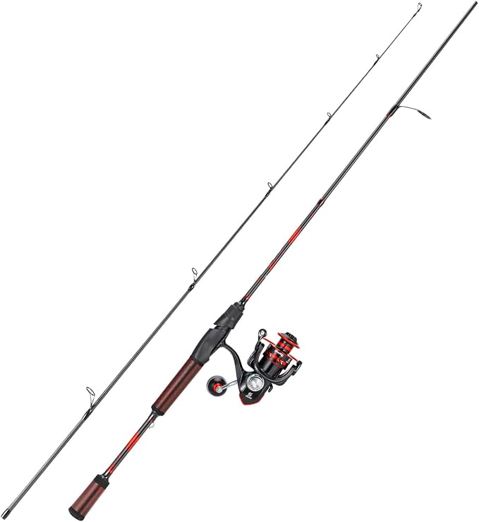Sougayilang Fishing Reel Rod Combo,Two Pieces Poratble Light Weight Fishing Pole with Spinning Fishing Gear for Freshwater