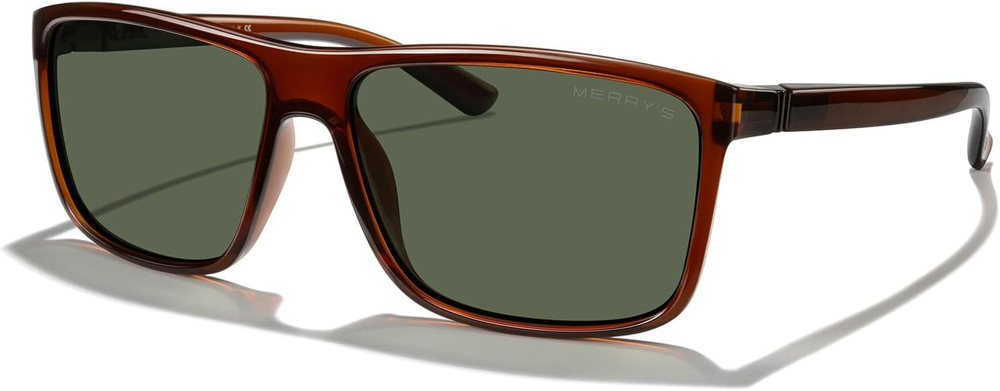 MERRY'S Rectangular Polarized Sports Sunglasses for Men Women Cycling Driving Fishing UV400 Protection S8225