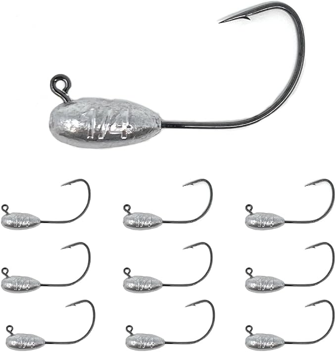Reaction Tackle Tube Jig Heads for Bass Fishing - Tube Bait with Size Stamped on Jighead for use with Hollow Body Fishing Lures (10-Pack)
