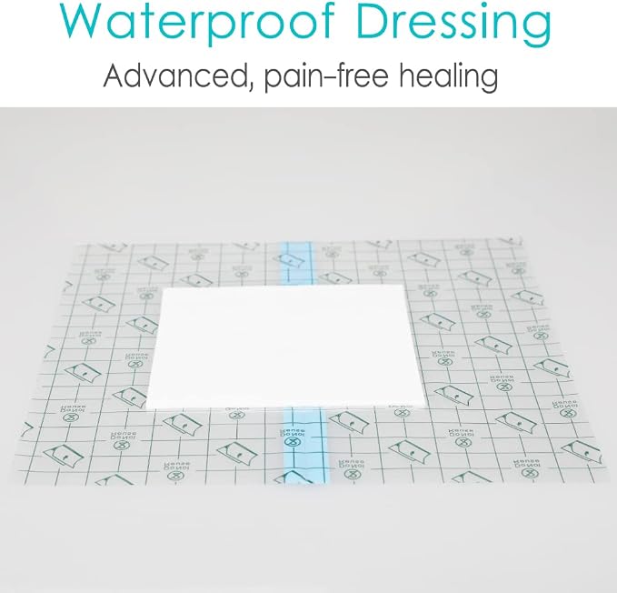 Waterproof Shower Cover Shields Dialysis Port Picc Line Chest Catheter PD Peritoneal Dialysis Chemo, Non-Stick Center Pad for Feeding Tube Peg G-Tube Patient Bandage Protector, 12"x12"(Pack of 7)
