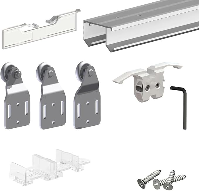 Sliding Closet Door Hardware Kit - 94-inch Double Track for 2 Or 3 Bypass Doors Up to 100lbs - SLID'UP 110