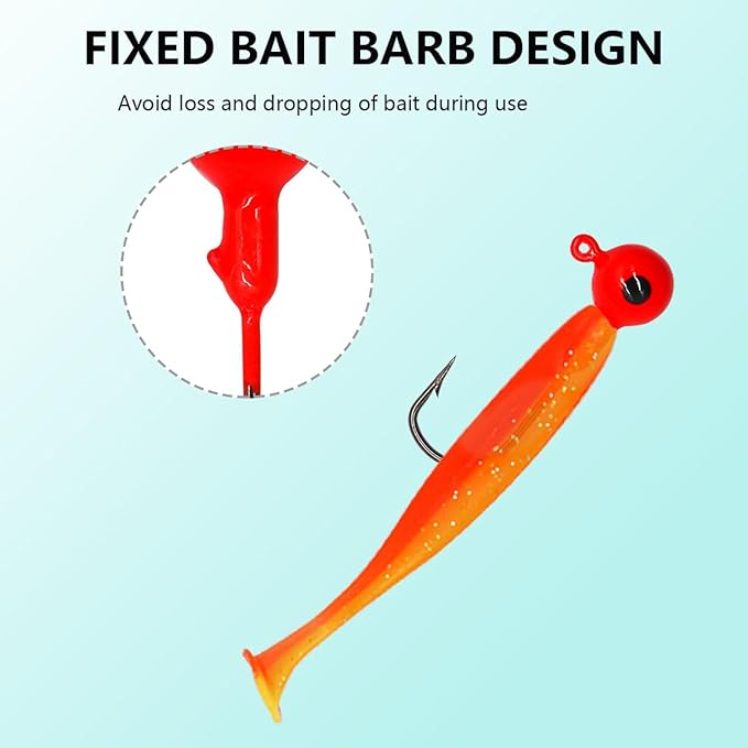 50pcs Fishing Jig Heads Set, Red Round Ball Fishing Hooks for Saltwater Freshwater Swimbait Bass, 1/8oz 1/6oz 1/4oz 1/19oz