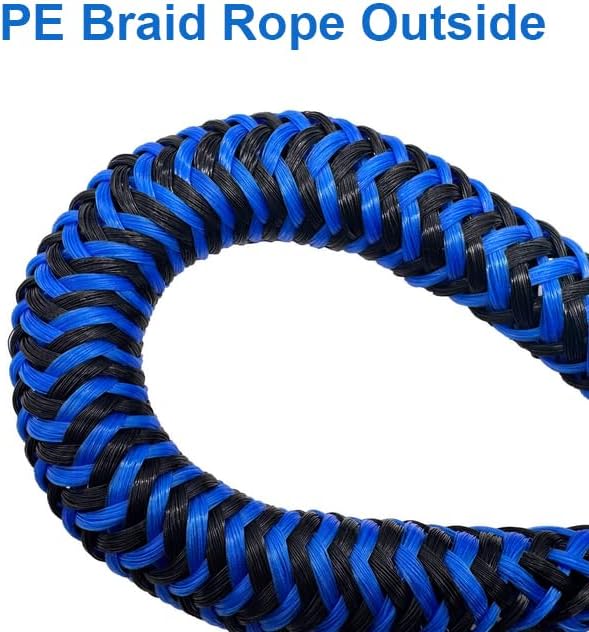 Boat Bungee Dock Lines, Mooring Rope for Docking with Loop, Boat Ropes, Boat Accessories, Quick and Easy Dock for PWC, Kayak, Seadoo, WaveRunner, Pontoon, Bass Boat (Blue*Black)