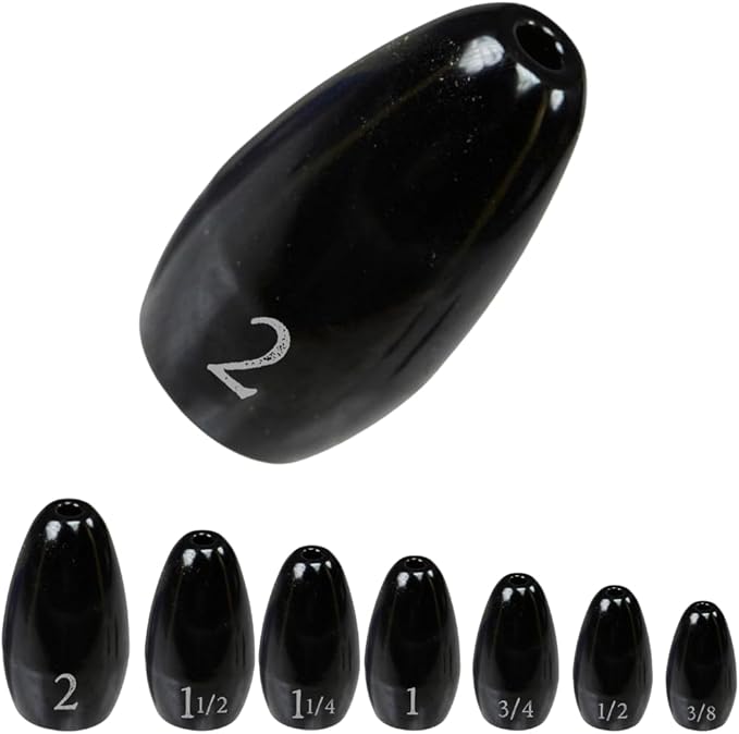 Reaction Tackle Tungsten Flipping Weights for Bass Fishing - Sinkers for Punching Heavy Cover - Fresh & Saltwater - Texas/Carolina Rigs - Size Stamped