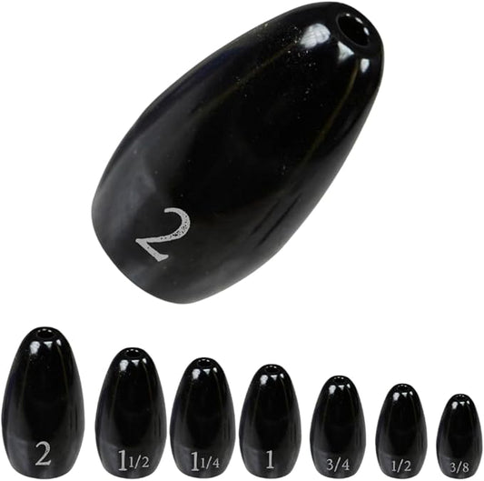 Reaction Tackle Tungsten Flipping Weights for Bass Fishing - Sinkers for Punching Heavy Cover - Fresh & Saltwater - Texas/Carolina Rigs - Size Stamped