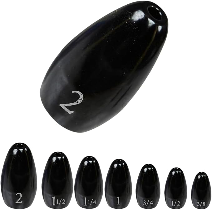 Reaction Tackle Tungsten Flipping Weights for Bass Fishing - Sinkers for Punching Heavy Cover - Fresh & Saltwater - Texas/Carolina Rigs - Size Stamped