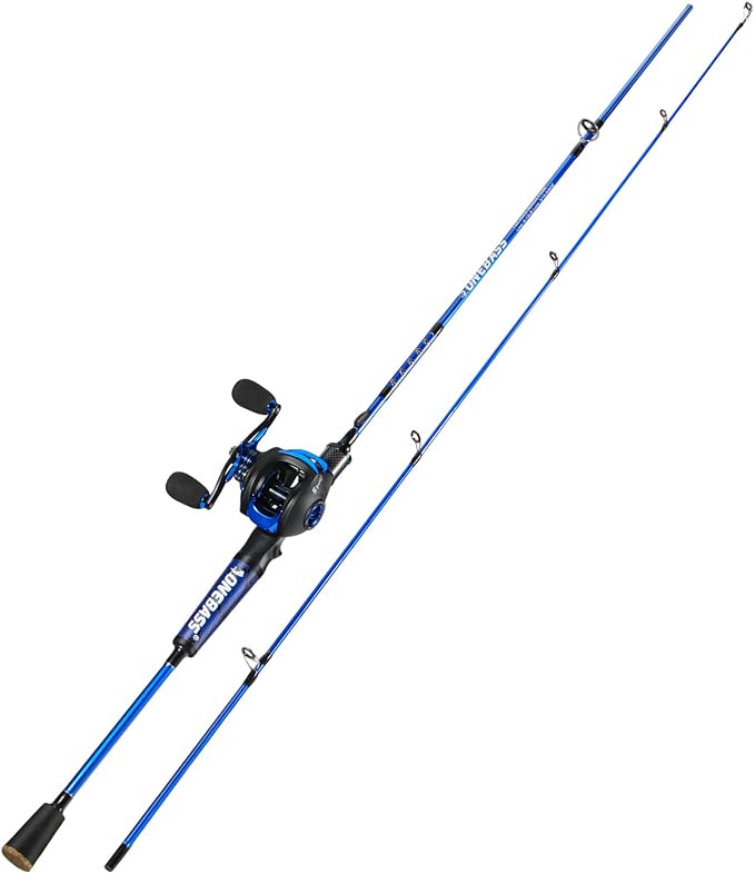 One Bass Fishing Rod Reel Combo, Baitcasting Fishing Pole with Graphite 2Pc Blanks